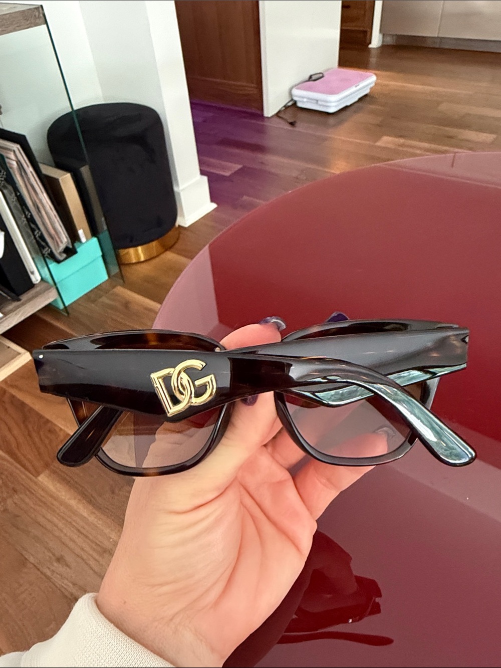Dolce and Gabbana Black Sunglasses with Gold Accent, tortoise brown - Picture 4 of 8